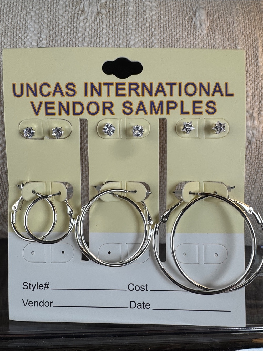0818-Silver Hoop & Stud Earring Set - Clear CZ Accents‎